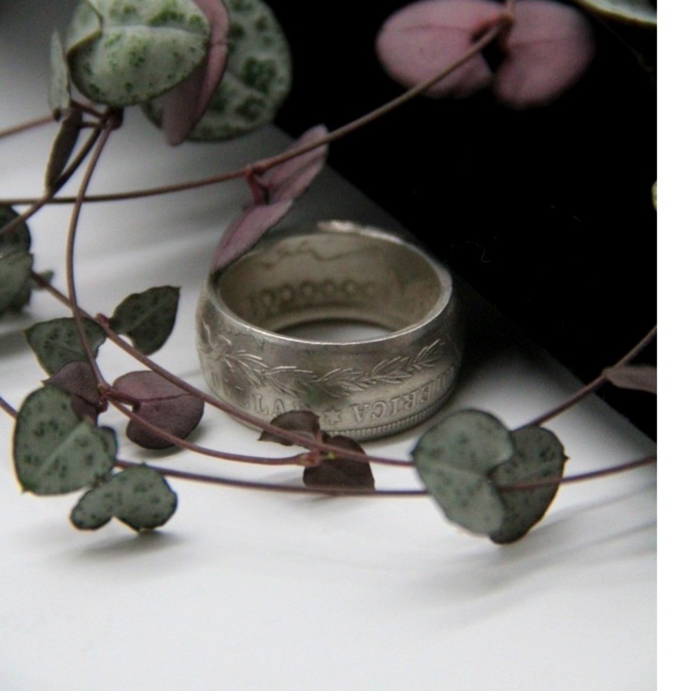 1921 Morgan Silver Dollar Coin Ring Handcrafted 90% Silver Band Size 11